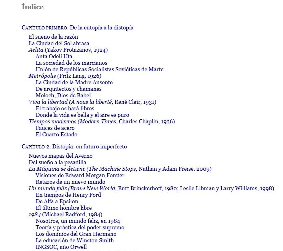 Tiempos de ninguna edad_Distopía y Cine_Índice_Antonio Santos