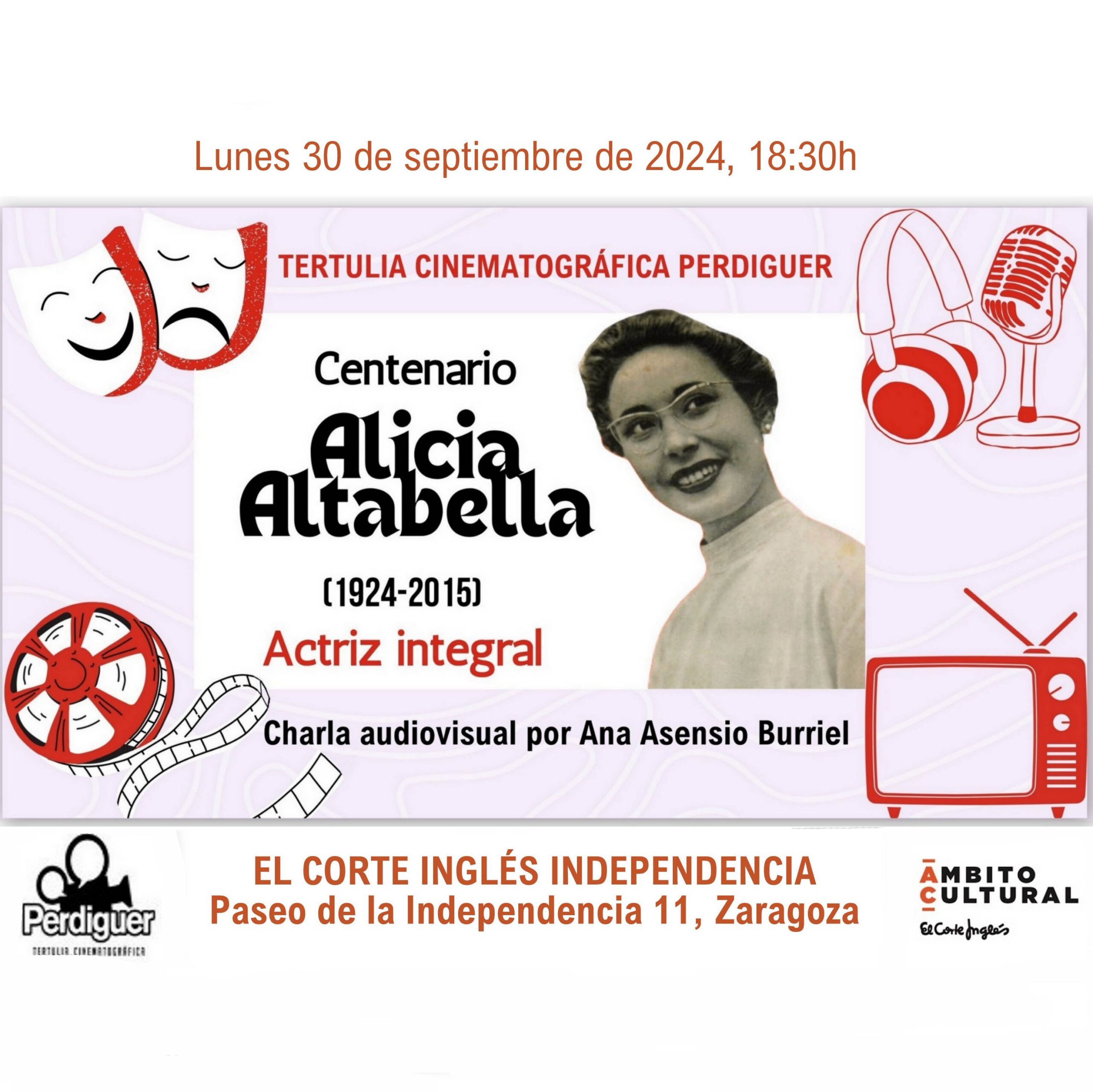 Charla audiovisual Aragonesas de cine: centenario de la actriz Alicia Altabella